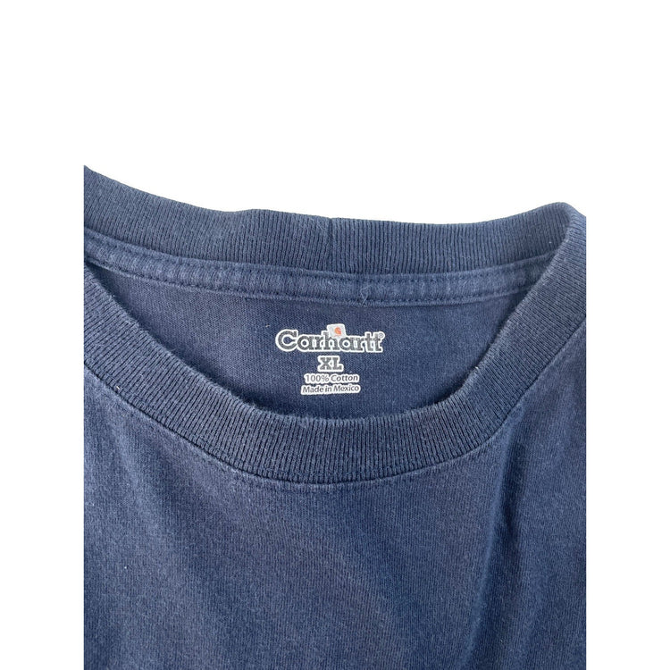 Men Carhartt Long Sleeve Pocket T-Shirt Navy Blue Size XL