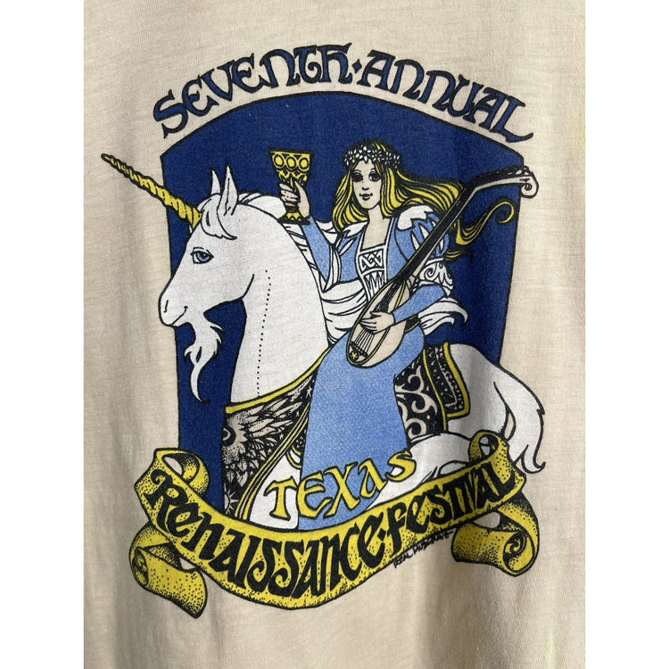 Vintage 1980 Men’s Seventh Annual Texas Renaissance Festival T-Shirt Hanes Tag Size Medium