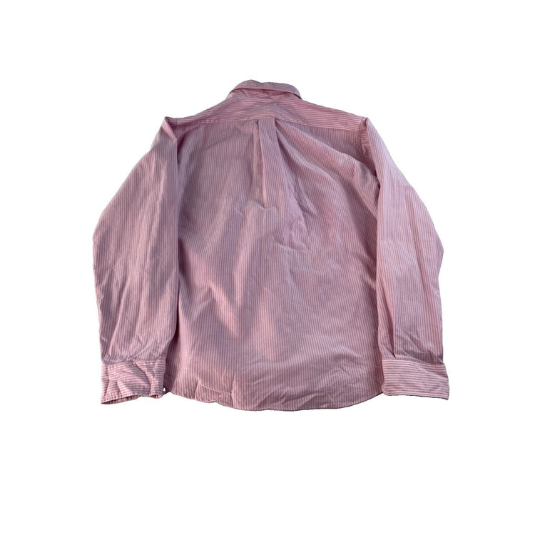 Men Ralph Lauren Classic Fit White W Pink Stripes ButtonUp Shirt Size 14