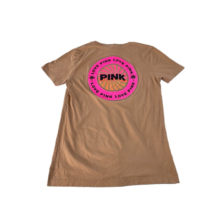 Women’s PINK Victorias Secret Beige Graphic T Shirt Size Small
