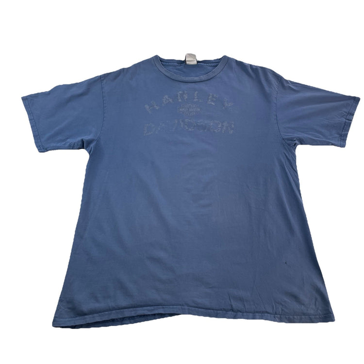 Mens Harley Davidson Motorclothes Basic Blue Cotton Shirt Size Xl