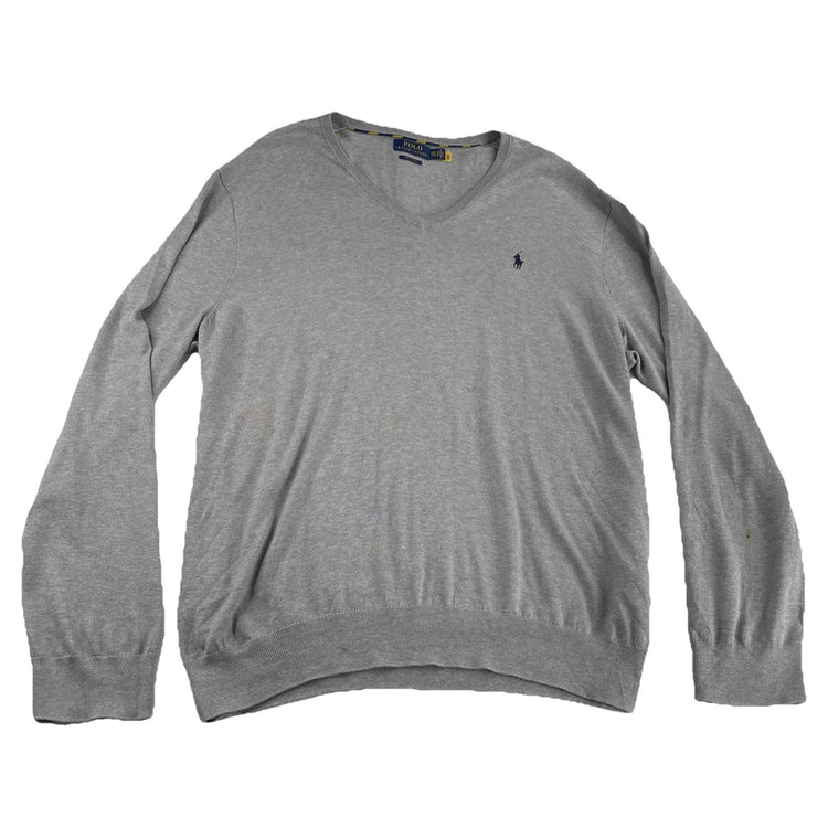 Mens Polo Ralph Lauren Size 2XL Light Grey V Neck Sweater