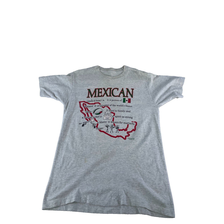 Mens Vintage Heatherd Gray Mexican Graphic Shirt Size L