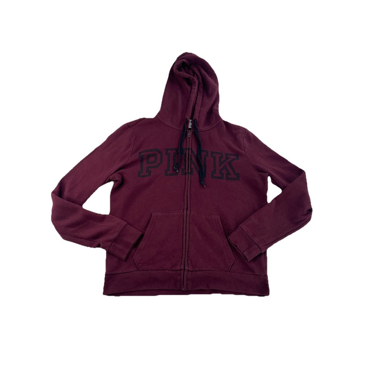 Womens PINK Victoria Secret Maroon Zip Up Jacket Size M
