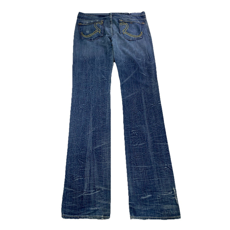 Women’s Rock&Republic Crosshatch Denim Straight Blue Jeans Size 29