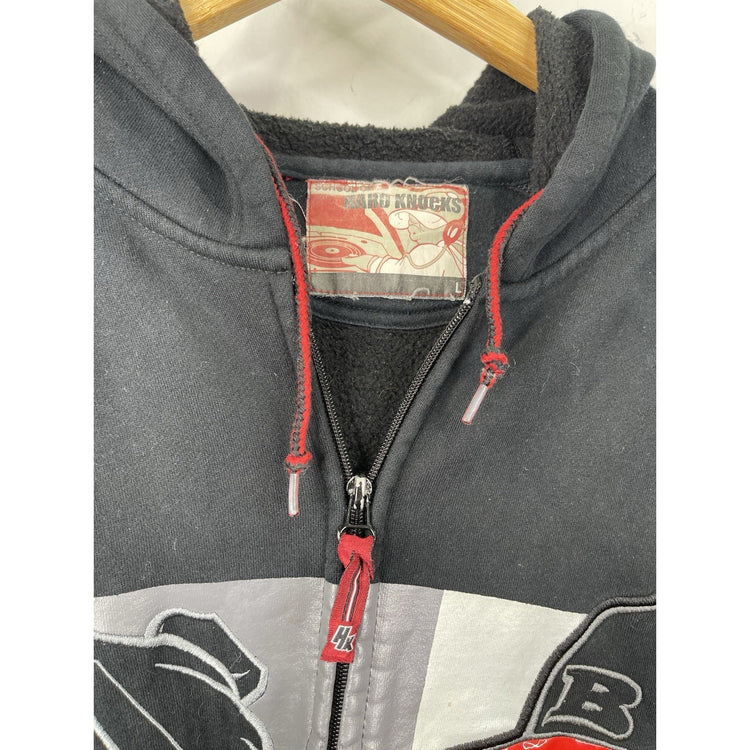 Vintage Men’s School of Hard Knocks Jacket Black/Red Hooded Hip Hop Y2K Sz Large