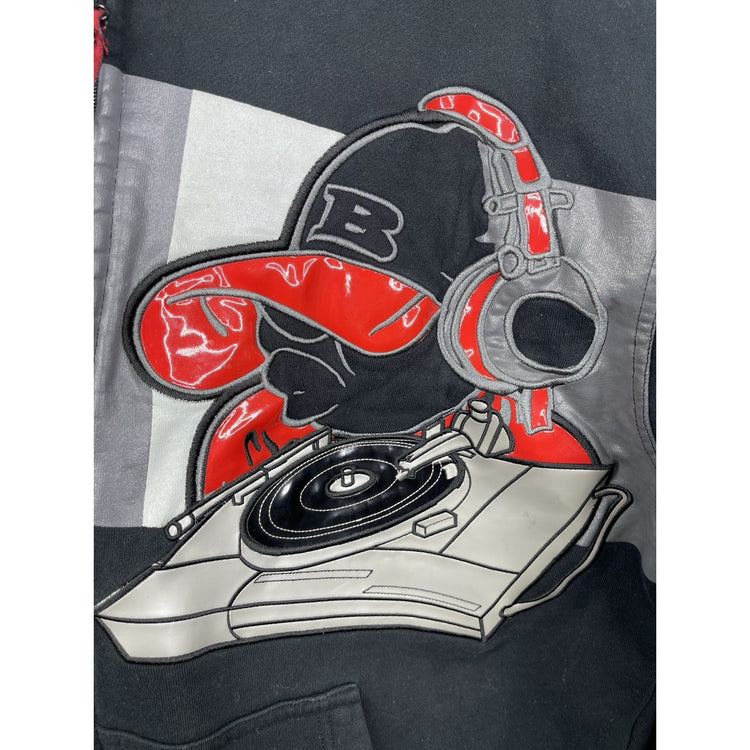 Vintage Men’s School of Hard Knocks Jacket Black/Red Hooded Hip Hop Y2K Sz Large