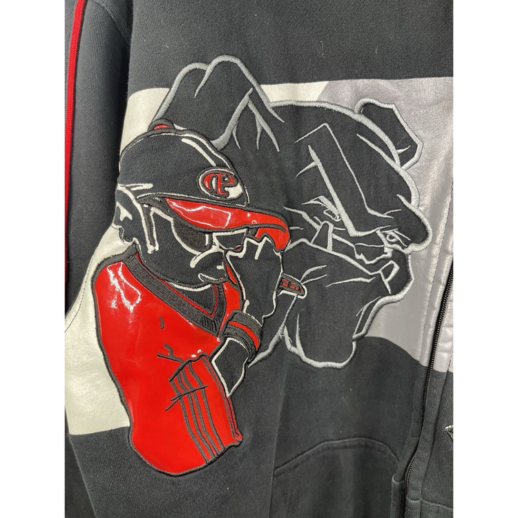 Vintage Men’s School of Hard Knocks Jacket Black/Red Hooded Hip Hop Y2K Sz Large