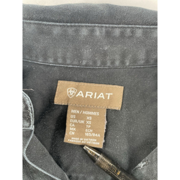 Mens Ariat Black Long Sleeve Button Up Shirt Size XS