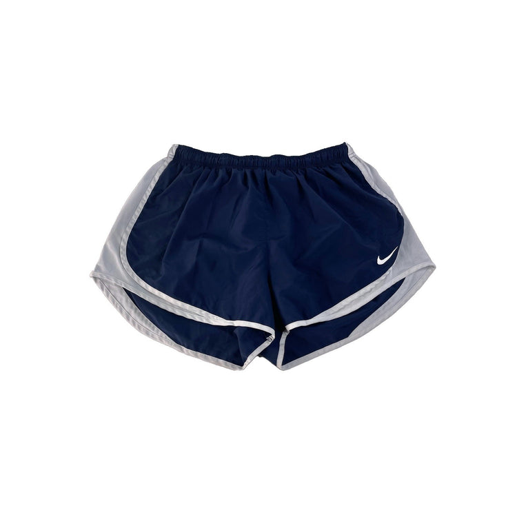 Women's Nike Dri-Fit Athletic Running Shorts, Navy Blue with Grey Trim, Size XL