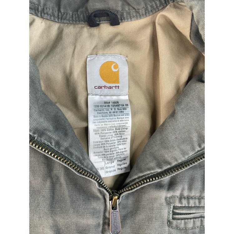 Men Carhartt Detroit Style Work Jacket Gray Embroidered Large Regular