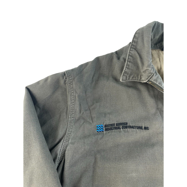Men Carhartt Detroit Style Work Jacket Gray Embroidered Large Regular