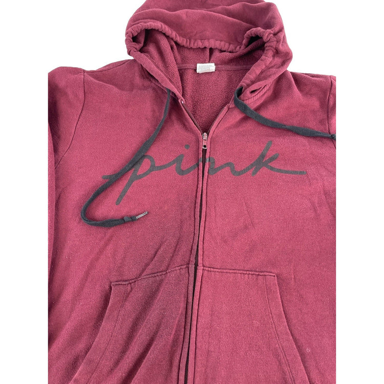 Womens PINK Victoria Secret Full Zip Jacket Burgandy Size Xxl