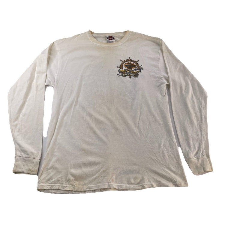 Mens Harley Davidson White Longsleeve Graphic T-Shirt Size L