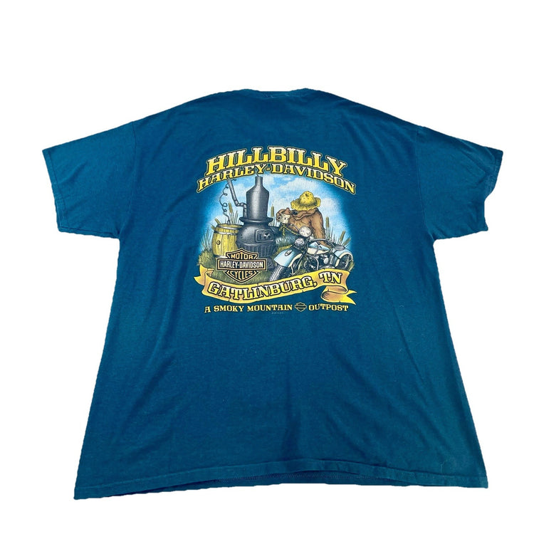 Mens 2016 Harley Davidson Blue Hillbilly Gatlinburg TN T Shirt Size XL