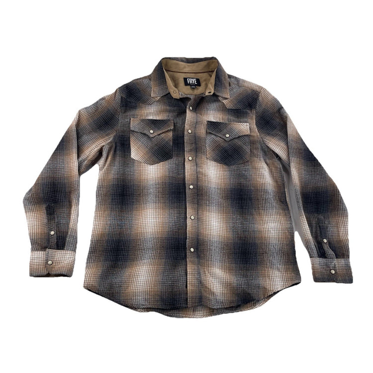 Mens FRYE Western Style Flannel Longsleeve Snap down Size M
