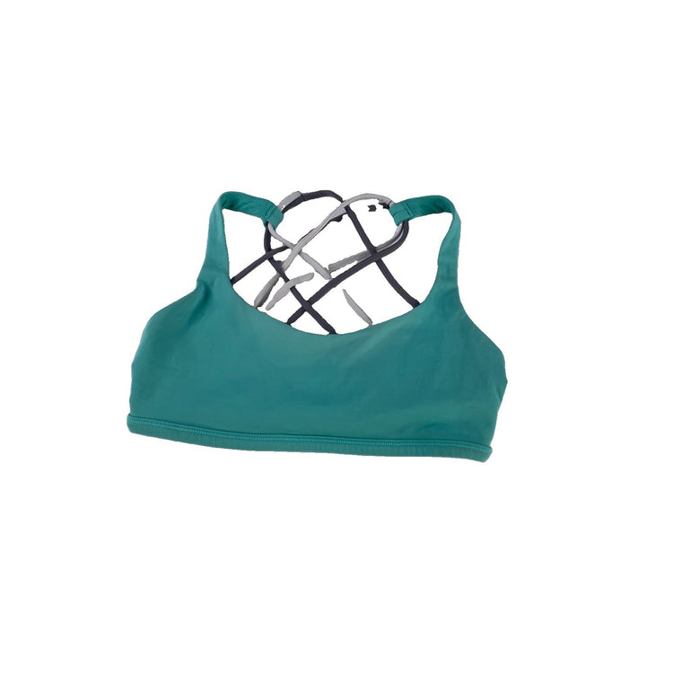 Womens Lululemon Mint Green Grey White Strappy Sports Bra Size 4