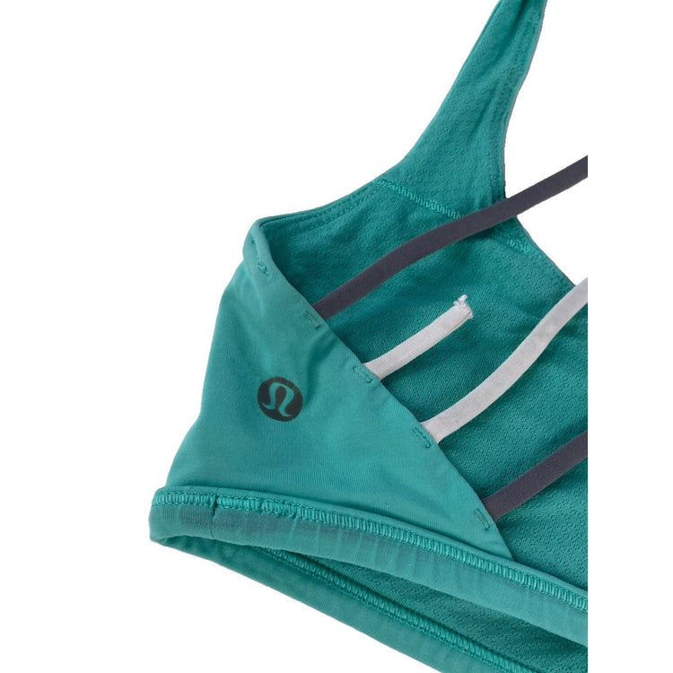 Womens Lululemon Mint Green Grey White Strappy Sports Bra Size 4