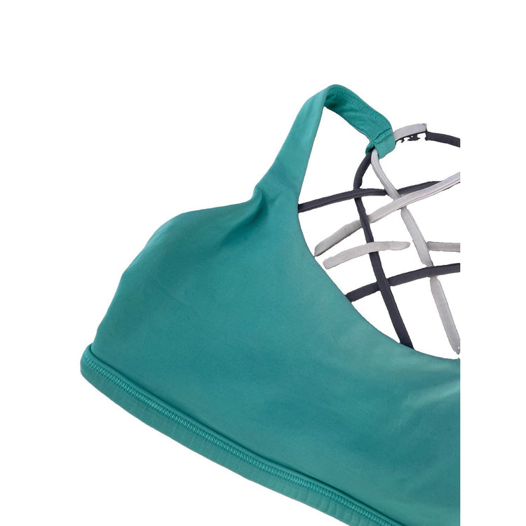 Womens Lululemon Mint Green Grey White Strappy Sports Bra Size 4