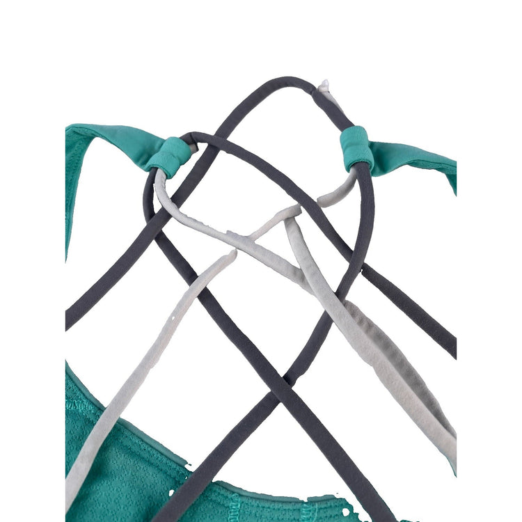 Womens Lululemon Mint Green Grey White Strappy Sports Bra Size 4