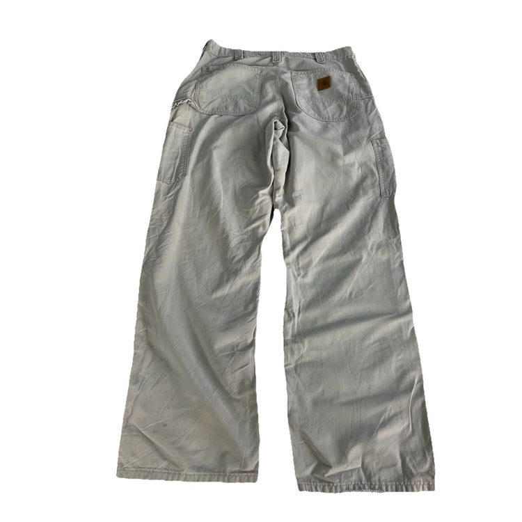 Mens Carhartt Whits-Grayish Relaxed Straight Cargo Pants Size 33x32