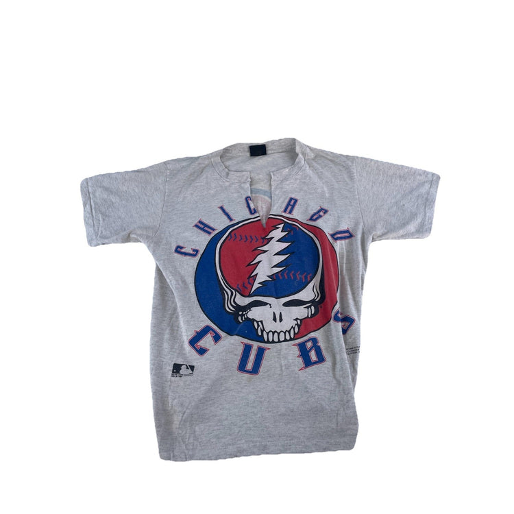 Womens Vintage 1994 Greatful Dead X Chicago Cubs Gray Tied T Shirt Size Large