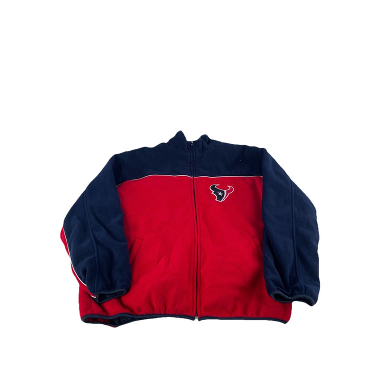 Men Vintage Houston Texans Reversible FullZipJacket Fleece Windbreaker Size 2XL