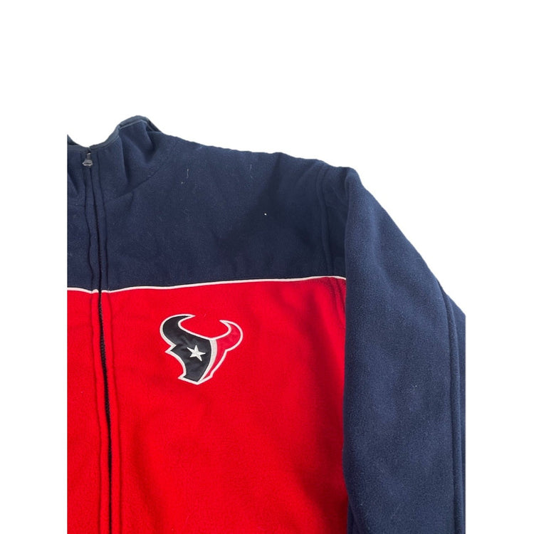 Men Vintage Houston Texans Reversible FullZipJacket Fleece Windbreaker Size 2XL