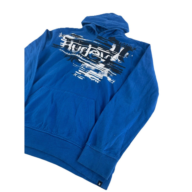 Mens Vintage Hurley Blue Graphic Pullover Hoodie Size L