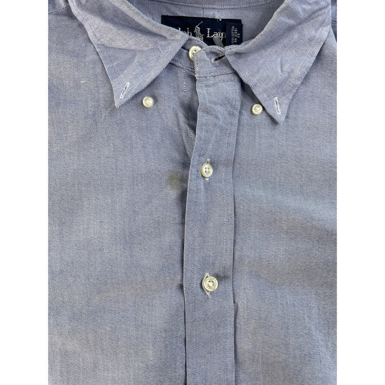Men Vintage Ralph Lauren Classic Fit Button Down Shirt Blue Size 16 1/2