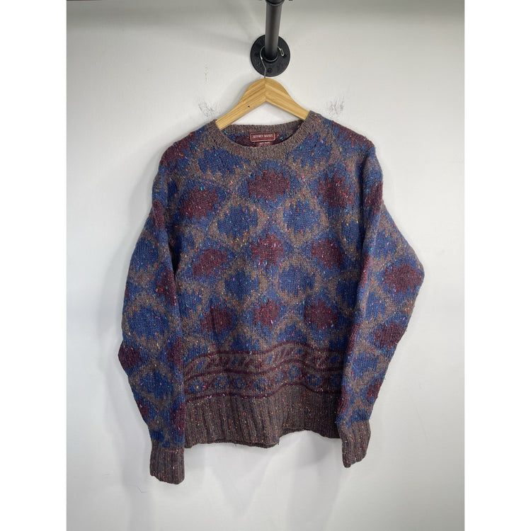 Adult Jeffrey Banks Knit 100% Wool Sweater Multicolored Christmas Holidays Sz L