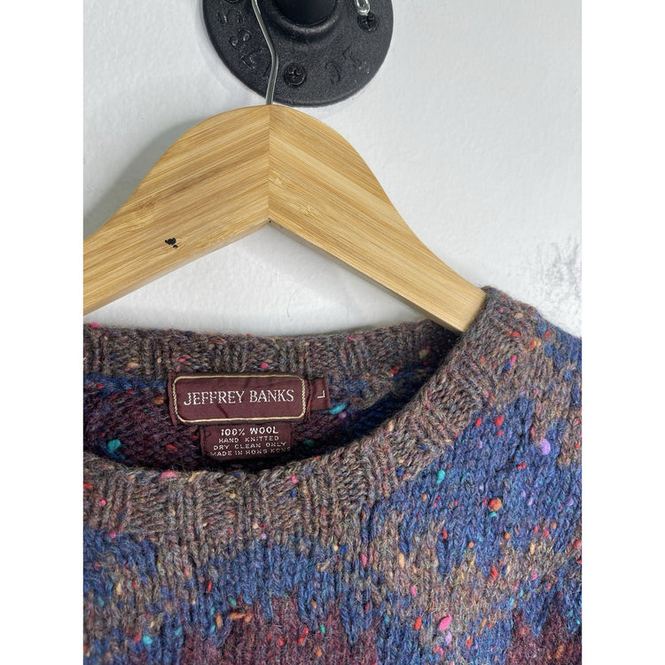 Adult Jeffrey Banks Knit 100% Wool Sweater Multicolored Christmas Holidays Sz L