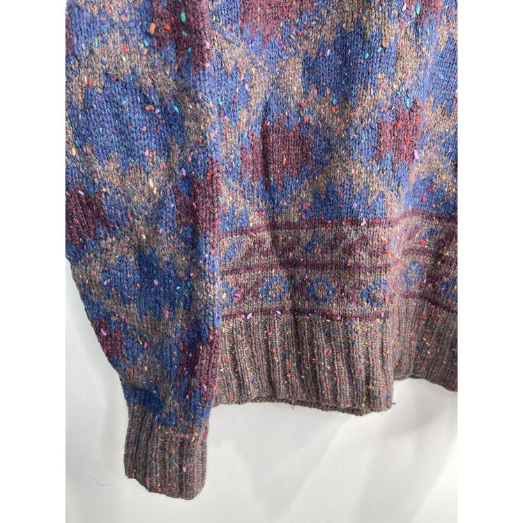 Adult Jeffrey Banks Knit 100% Wool Sweater Multicolored Christmas Holidays Sz L
