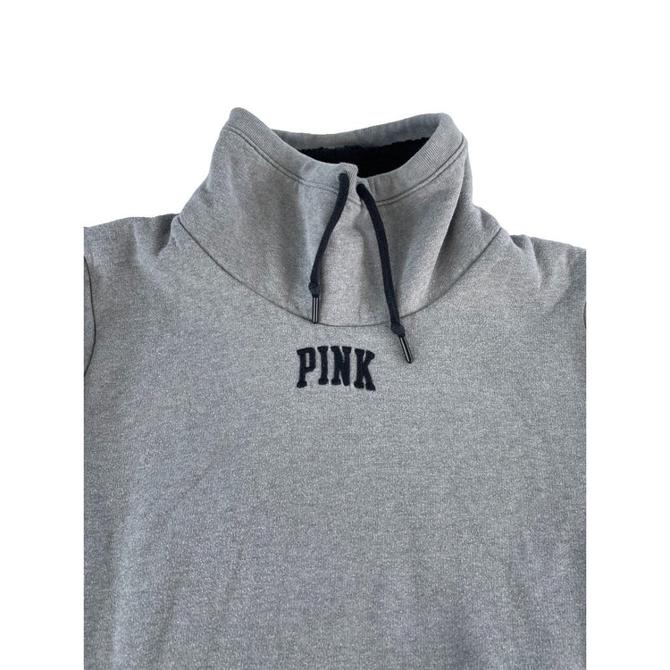 Womens Victoria's Secret PINK Gray Cowl Neck Fleece Sweatshirt Size XS