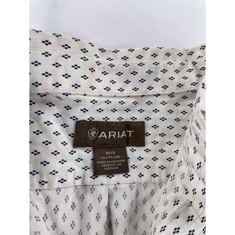 Mens Ariat Classic Western White SS ButtonUp Shirt Size XL