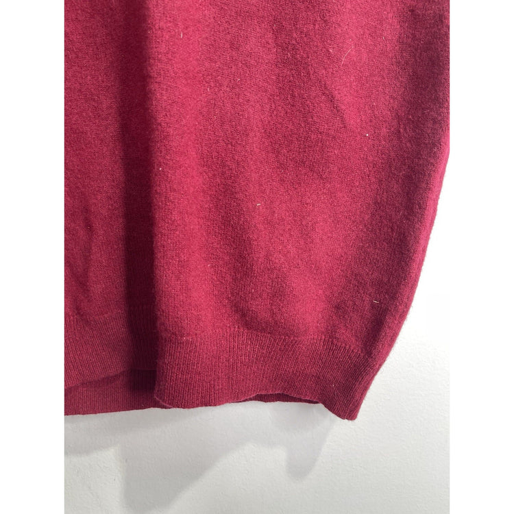 Men’s LL Bean Sweater Vest Tall Maroon Lambswool V Neck Sz Tall XL