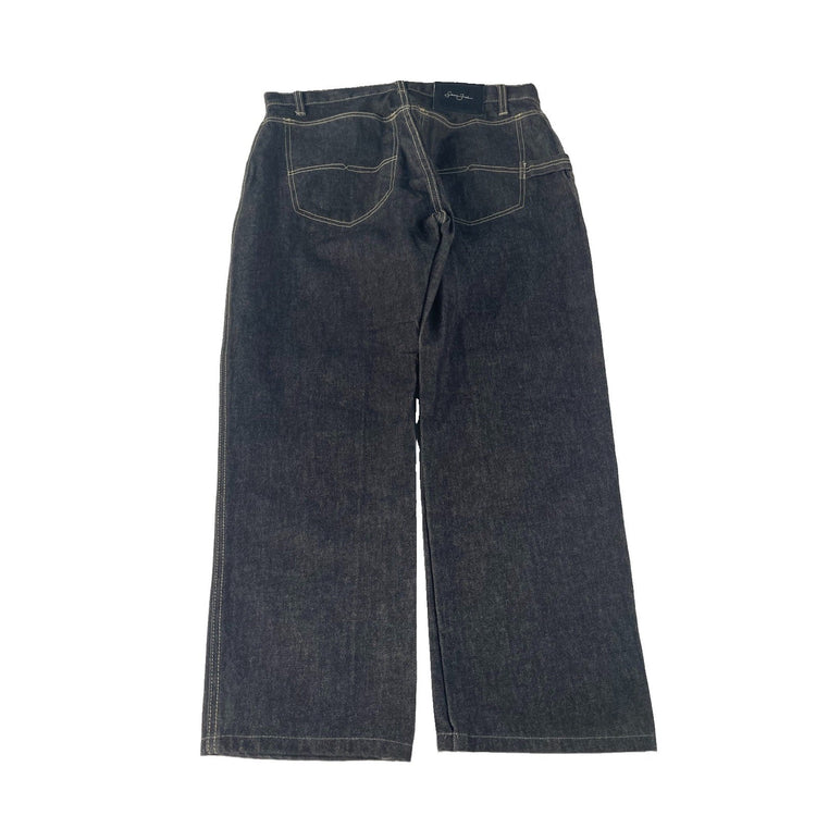 Mens Vintage Sean John Dark Black Contrast Stitch Baggy Carpenter Jeans SIZE 34