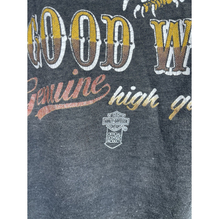 Mens Gray Vintage 80s Harley Davidson Motorcycle USA Whiskey Eagle Tank Top Sz M