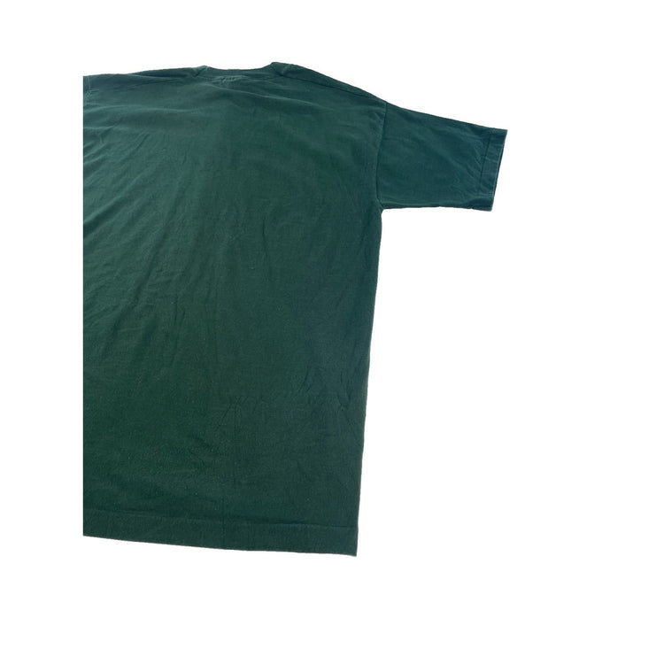 Mens Vintage Fruit of the Loom Green Y2K Priapus Graphic T-Shirt SIZE XL