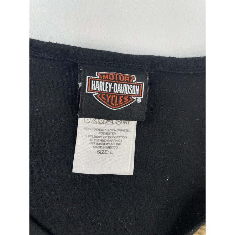 Womens Harley Davidson Basic Black V-Neck Graphic Tee Size L
