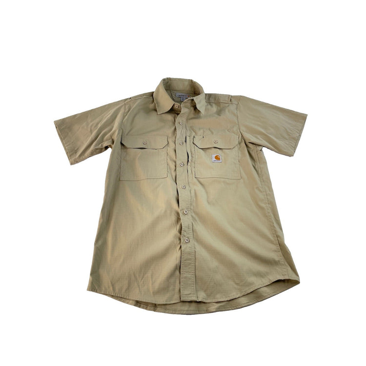 Men's Carhartt Short Sleeve Button-Up Utility Shirt Tan Size M