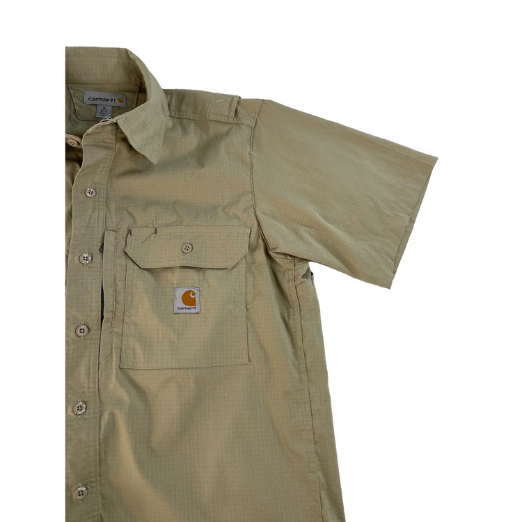 Men's Carhartt Short Sleeve Button-Up Utility Shirt Tan Size M