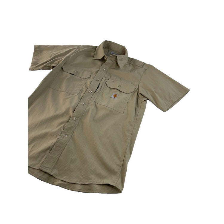 Men's Carhartt Short Sleeve Button-Up Utility Shirt Tan Size M
