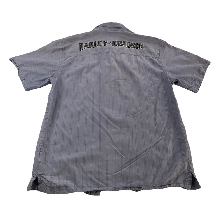 Mens Harley Davidson Motorcycle Striped SS Button-Up Casual Shirt Size M