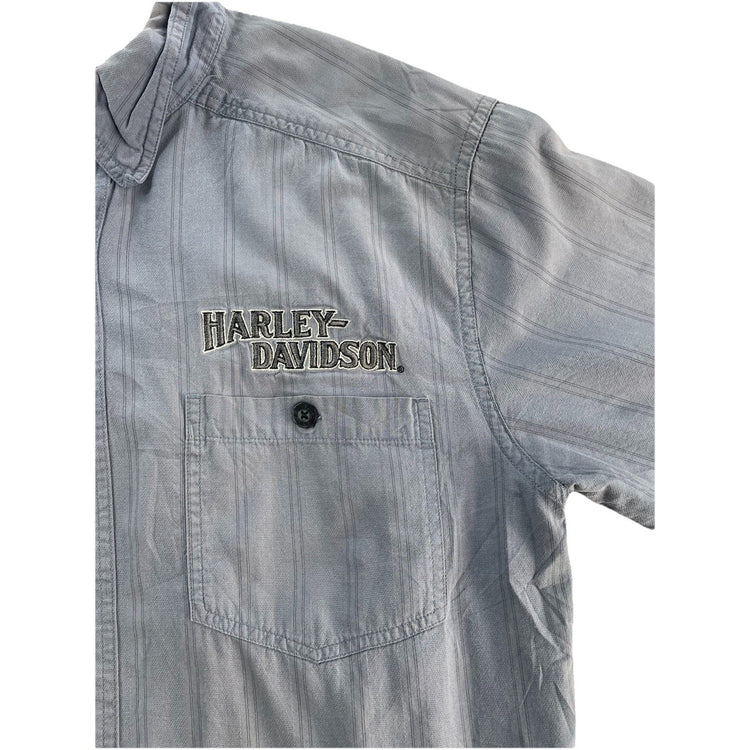 Mens Harley Davidson Motorcycle Striped SS Button-Up Casual Shirt Size M