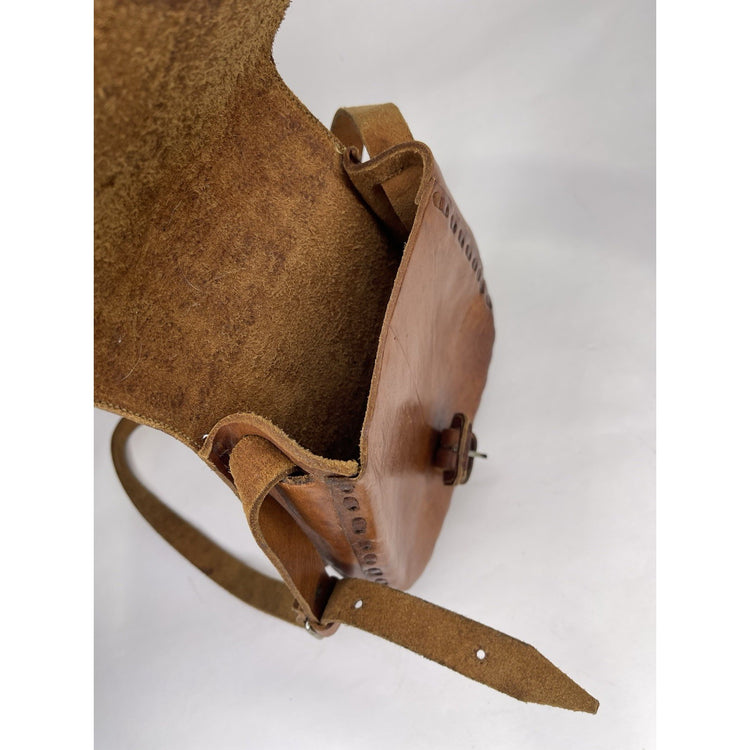 Handmade Bird Design Leather Brown Bag Tote Satchel Shoulder Handbag