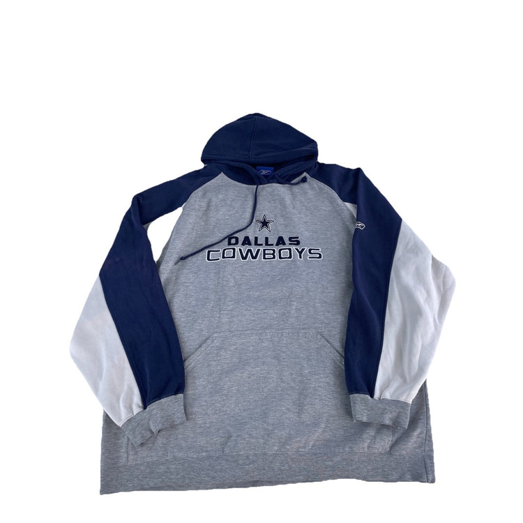 Mens Vintage Rebook NFL Dallas Cowboys Gray And Blue Pullover Hoodie Size 2xl