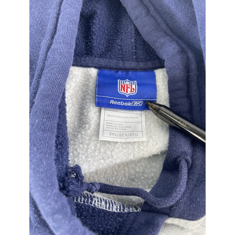 Mens Vintage Rebook NFL Dallas Cowboys Gray And Blue Pullover Hoodie Size 2xl