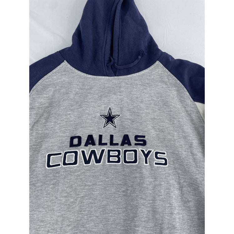 Mens Vintage Rebook NFL Dallas Cowboys Gray And Blue Pullover Hoodie Size 2xl