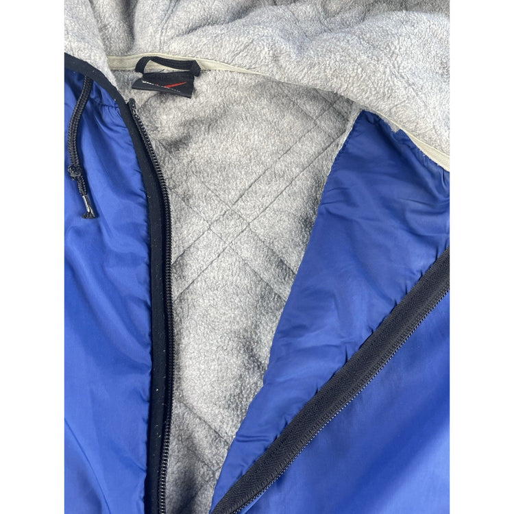 Boys Vintage Nike Hooded Quilt Fleece Lined Jacket Blue Size L (12-14)